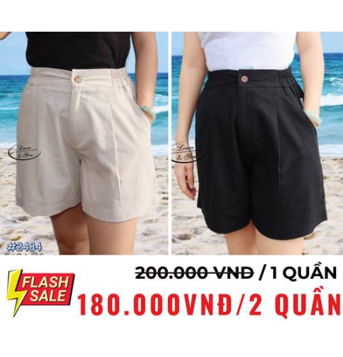 Quần Short Nữ Linen lưng thun Chất Lượng Cao - B2483 - Thời Trang Hàn Quốc (mua 1 tặng 1)